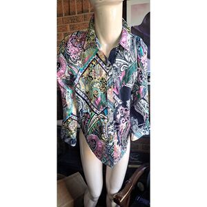 Ralph Lauren Petite Large Button Up Paisley Womens Shirt